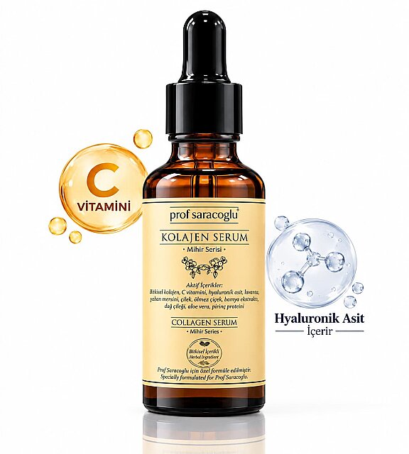Prof Saracoglu Bitkisel İçerikli Kolajen Serum 30 ml - C Vitamini ve Hyaluronik Asit Cilt Bakım Serumu - 2