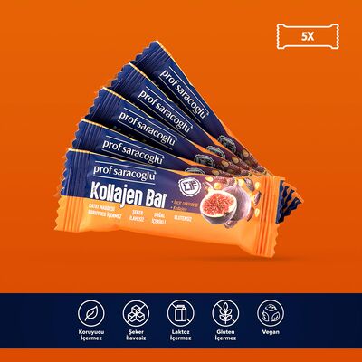 profsaracoglu - Kollajen Bar İncir Çekirdeği İçeren 5 Adetlik Atıştırmalık Paket