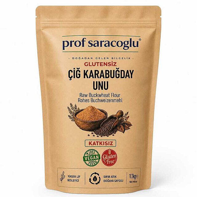 Prof Saraçoğlu Glutensiz Çiğ Karabuğday Unu 1 kg (1)
