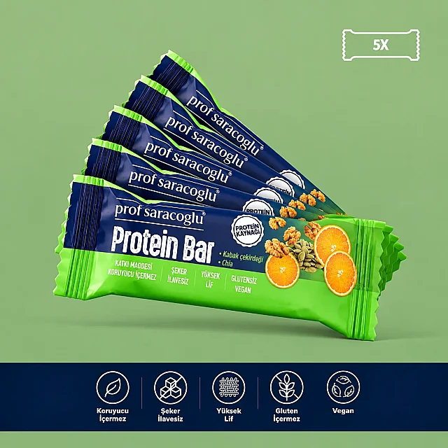 Prof Saracoglu Protein Bar Kabak Çekirdeği İçeren 5 Adetlik Atıştırmalık Paket (1)