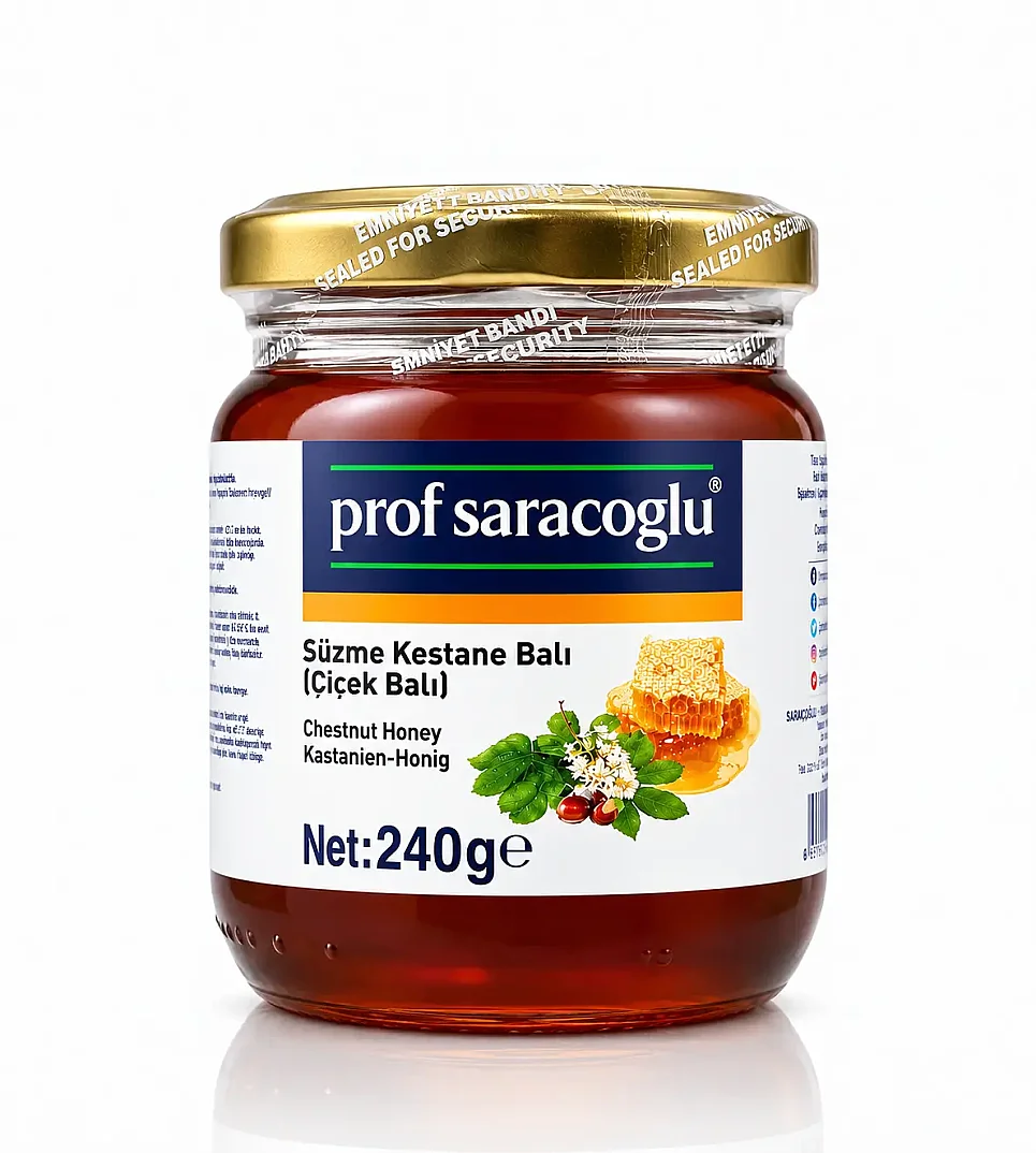 Prof Saracoglu Süzme %100 Kestane Balı 240 g - Doğal Çiçek Balı - 1